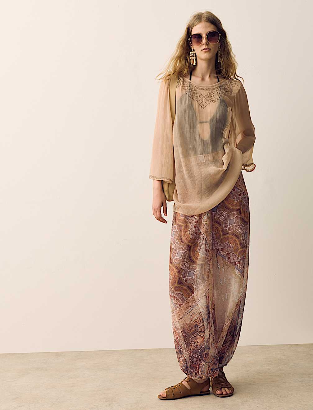 Sheer Paisley Balloon Trousers