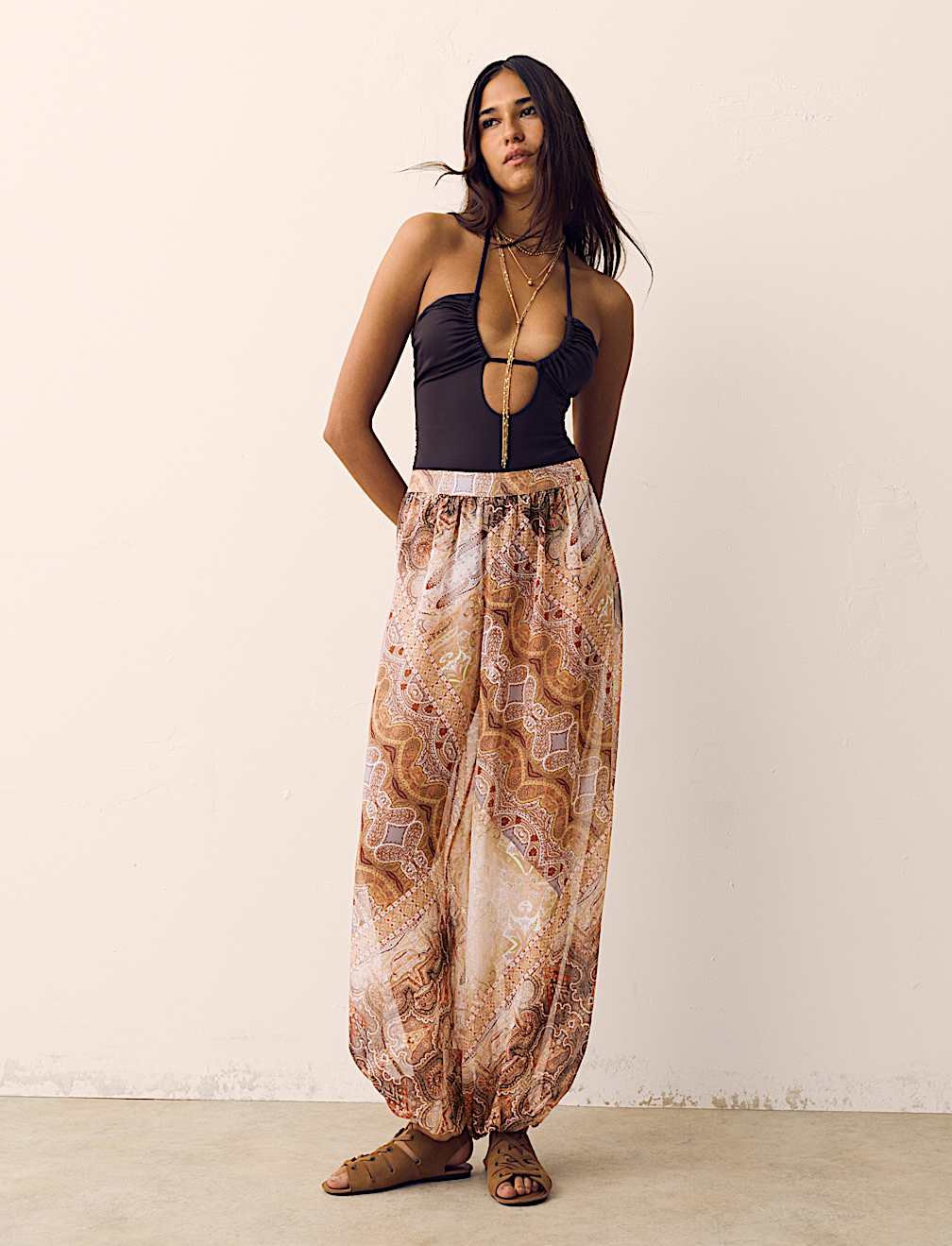 Sheer Paisley Balloon Trousers