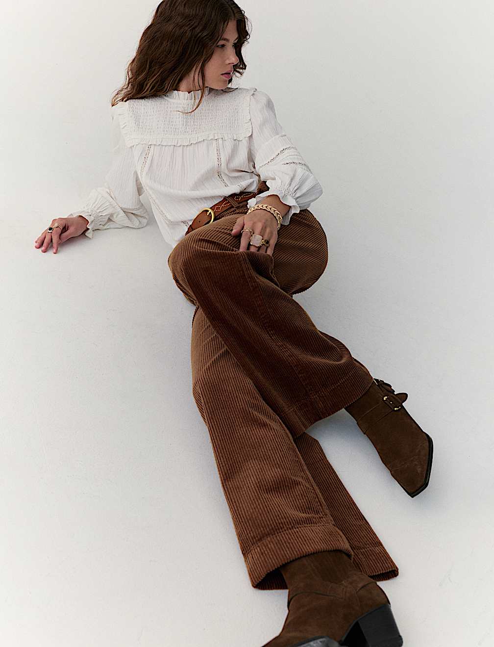 Pure Cotton Cord Wide Leg Trousers