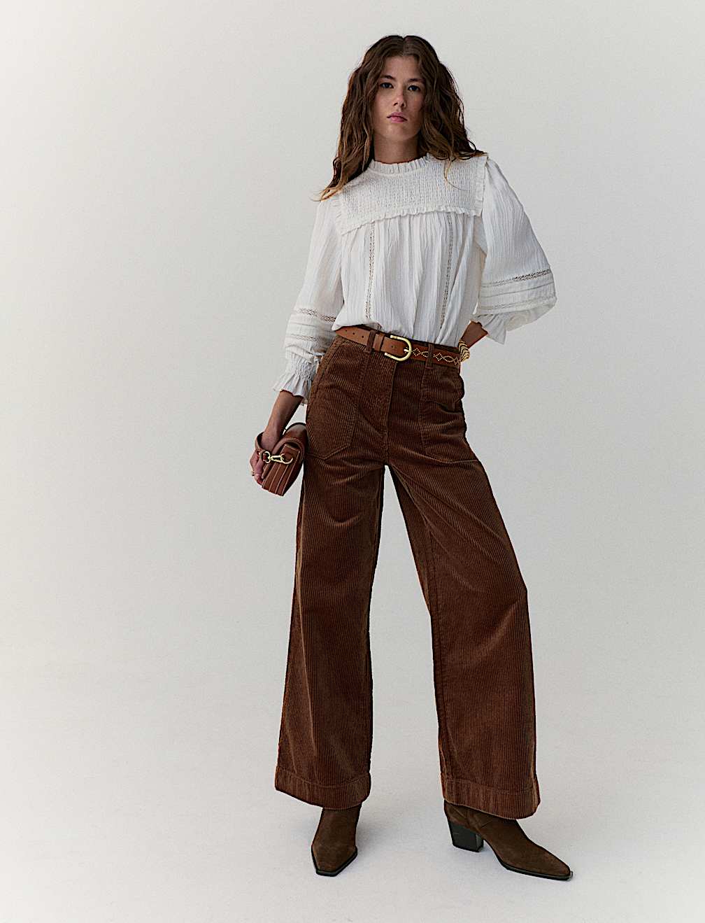 Pure Cotton Cord Wide Leg Trousers