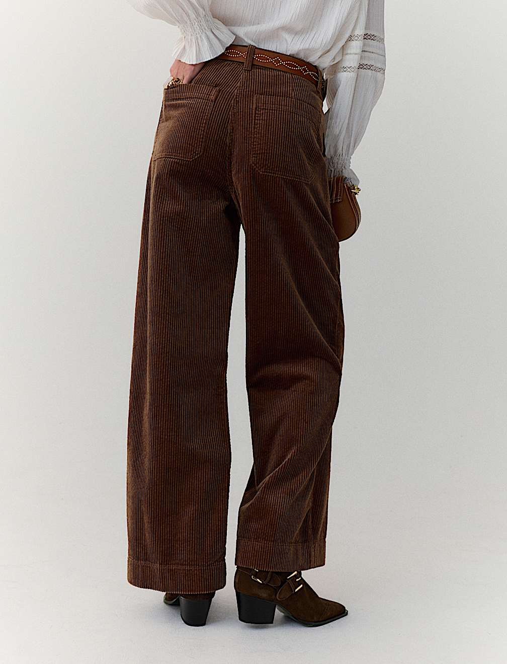 Pure Cotton Cord Wide Leg Trousers