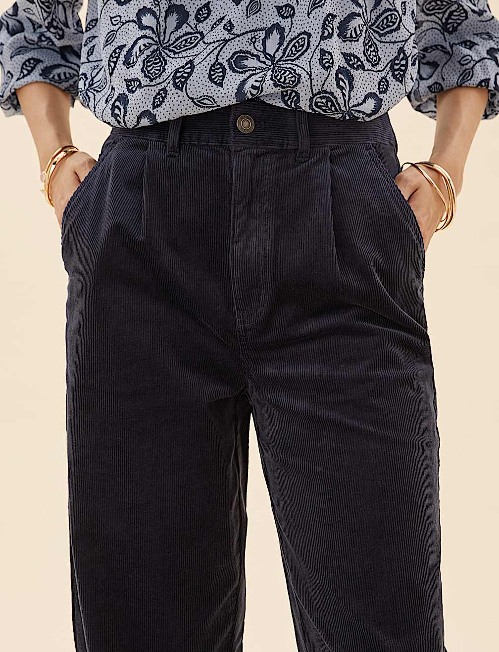 Cotton Rich Corduroy Ankle Grazer Trousers