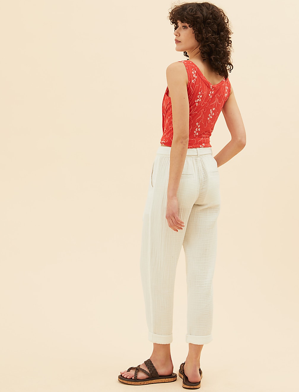 Pure Cotton Tapered Ankle Grazer Trousers