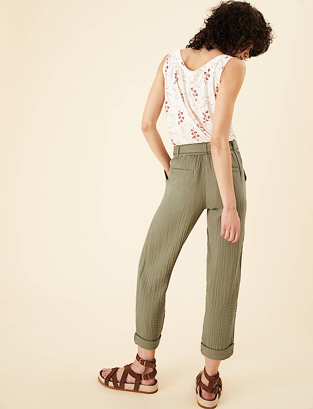 Pure Cotton Tapered Ankle Grazer Trousers