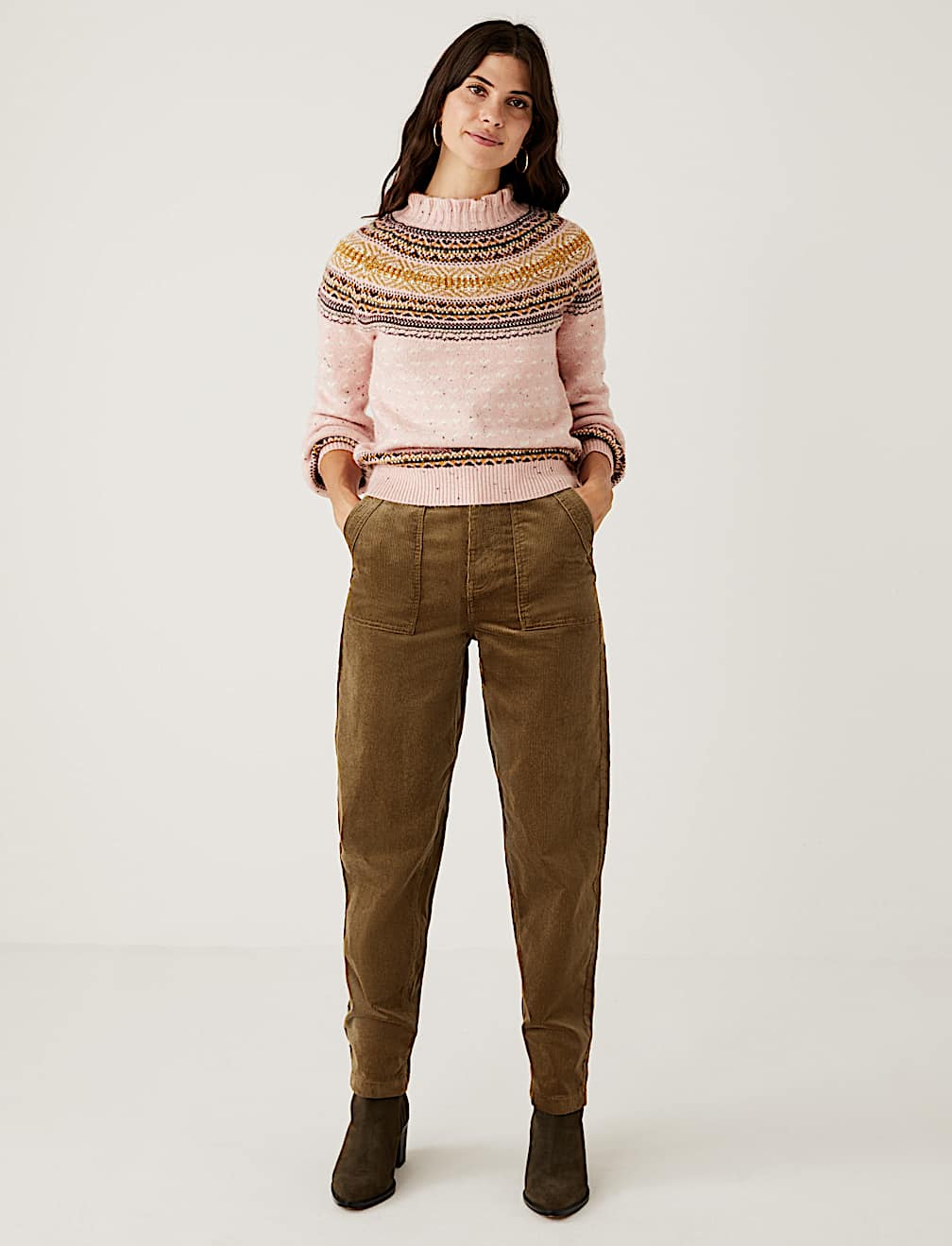 Corduroy Tapered Ankle Grazer Trousers