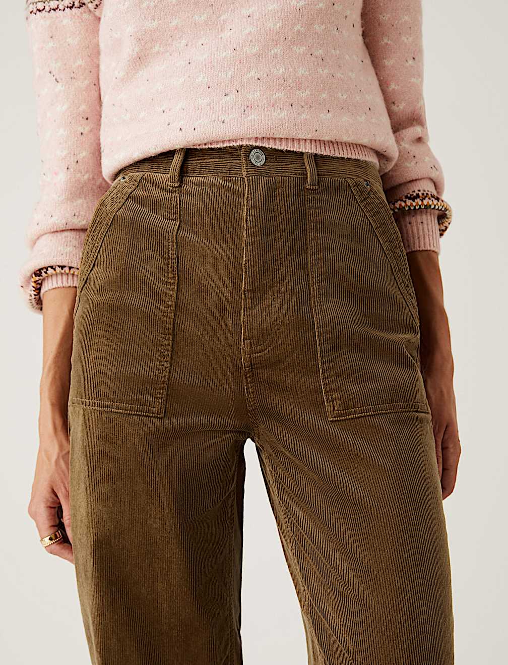 Corduroy Tapered Ankle Grazer Trousers