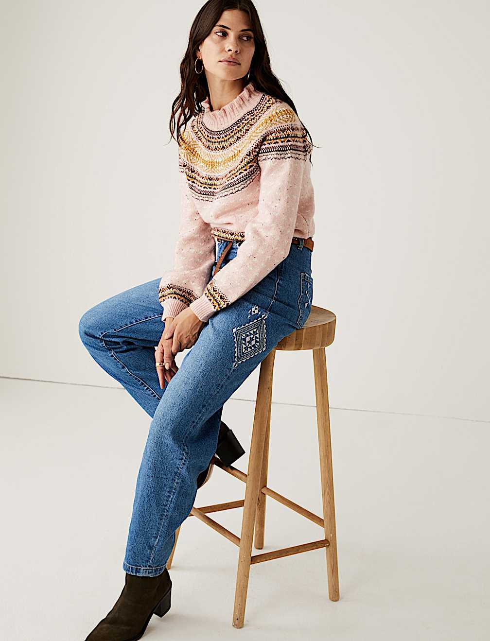 Mom High Waisted Ankle Grazer Jeans