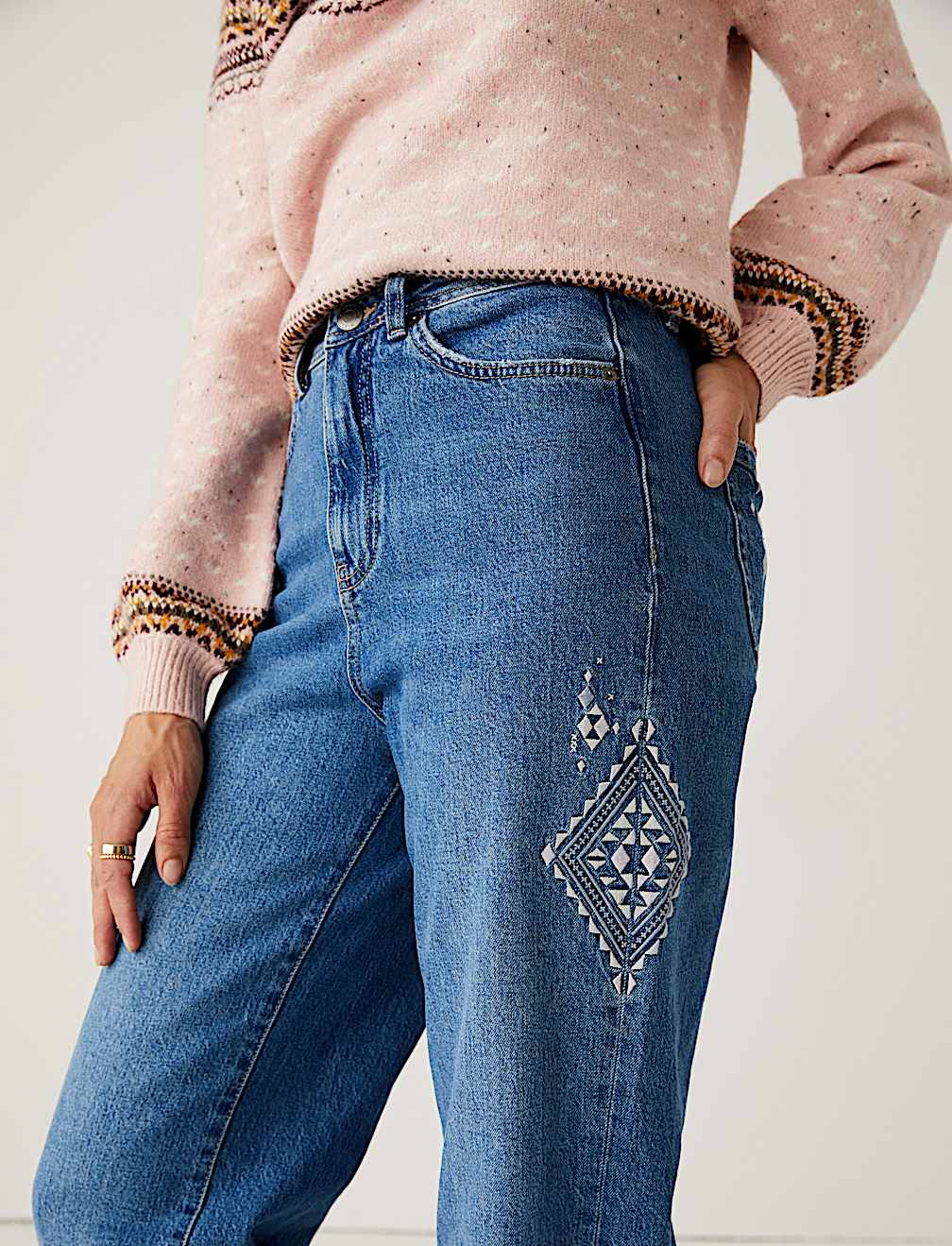 Mom High Waisted Ankle Grazer Jeans