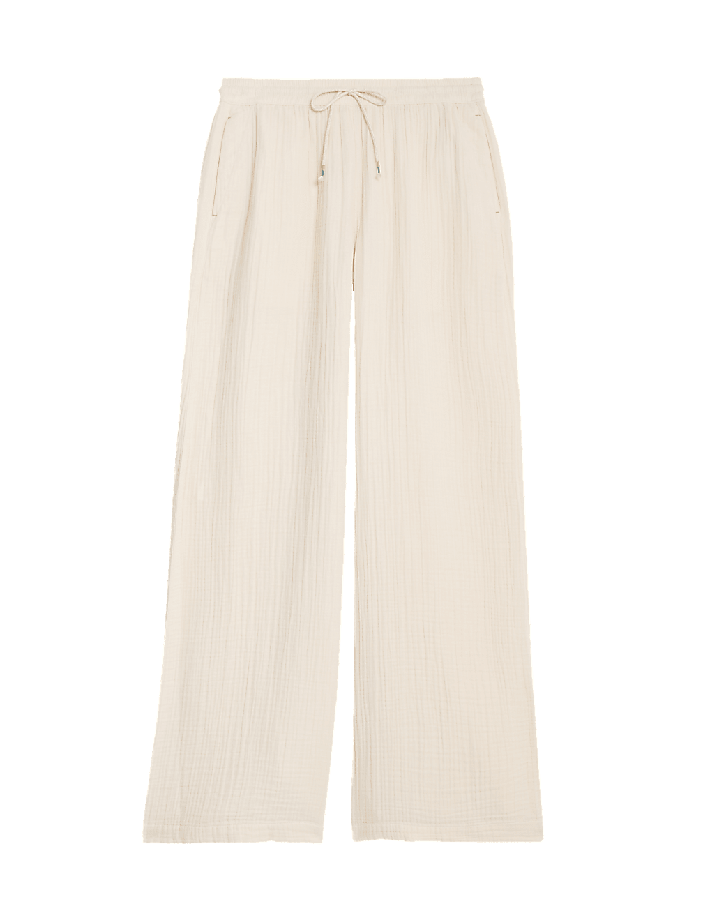 Pure Cotton Textured Wide Leg Trousers