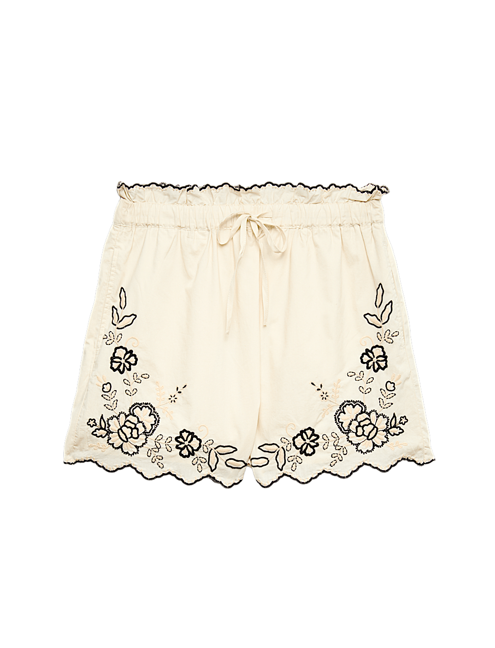Pure Cotton Embroidered High Waisted Shorts