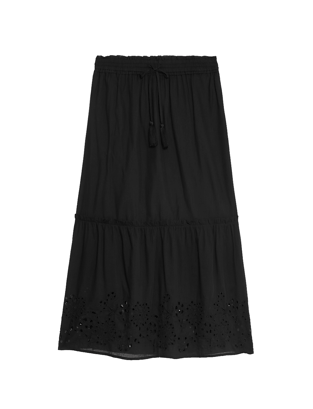 Cotton Rich Broderie Midaxi Tiered Skirt