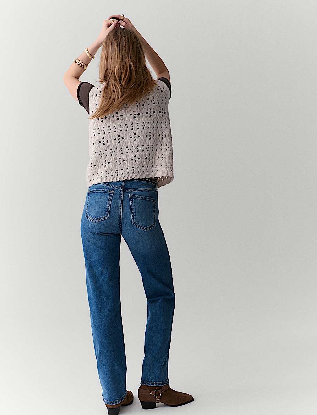 Mid Rise Straight Leg Ankle Grazer Jeans