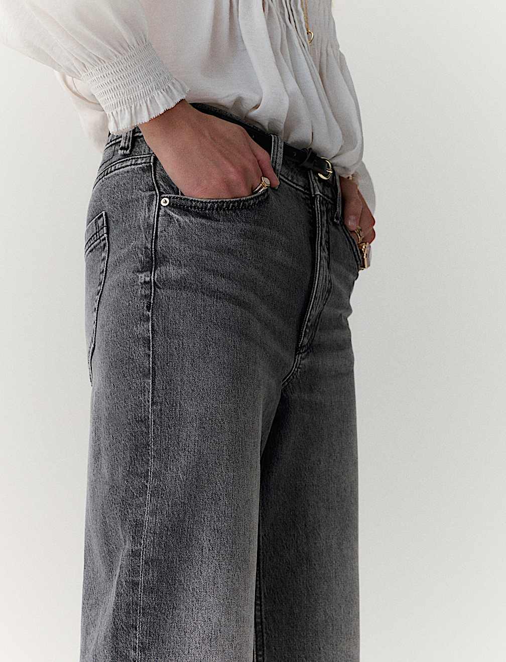 Girlfriend Mid Rise Turn Up Jeans with Lyocell