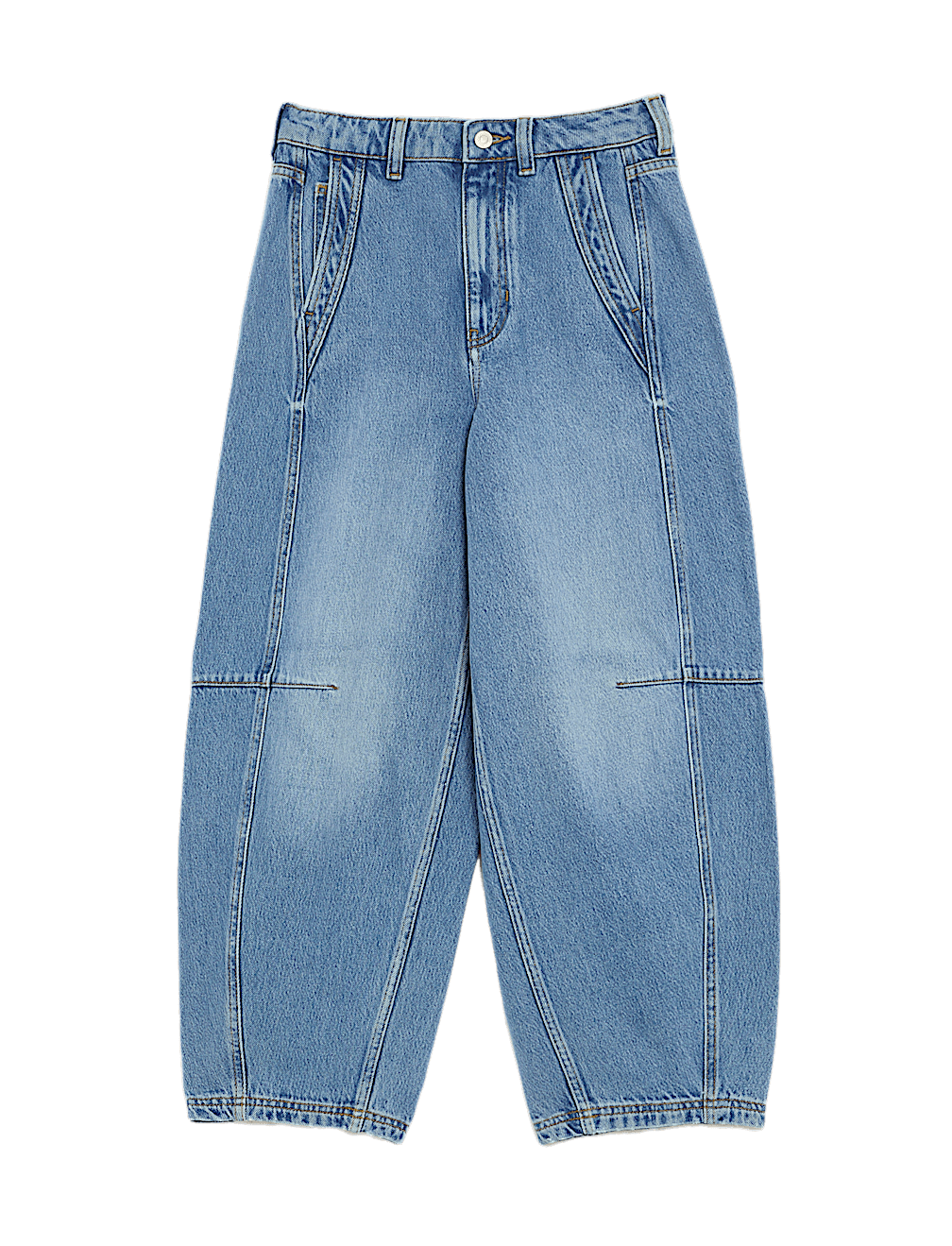 Lyocell Blend High Waisted Barrel Ankle Grazer Jeans