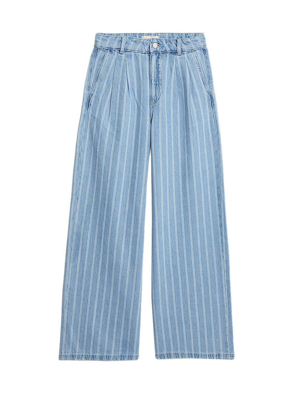 Pure Cotton Denim Striped Wide Leg