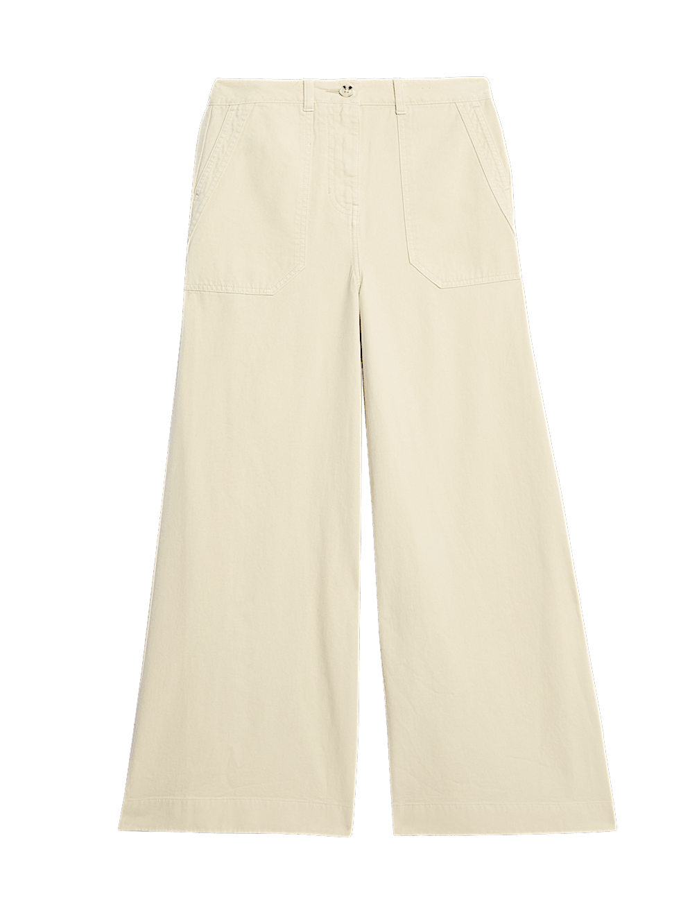 Pure Cotton Patch Pocket Wide Leg Trousers