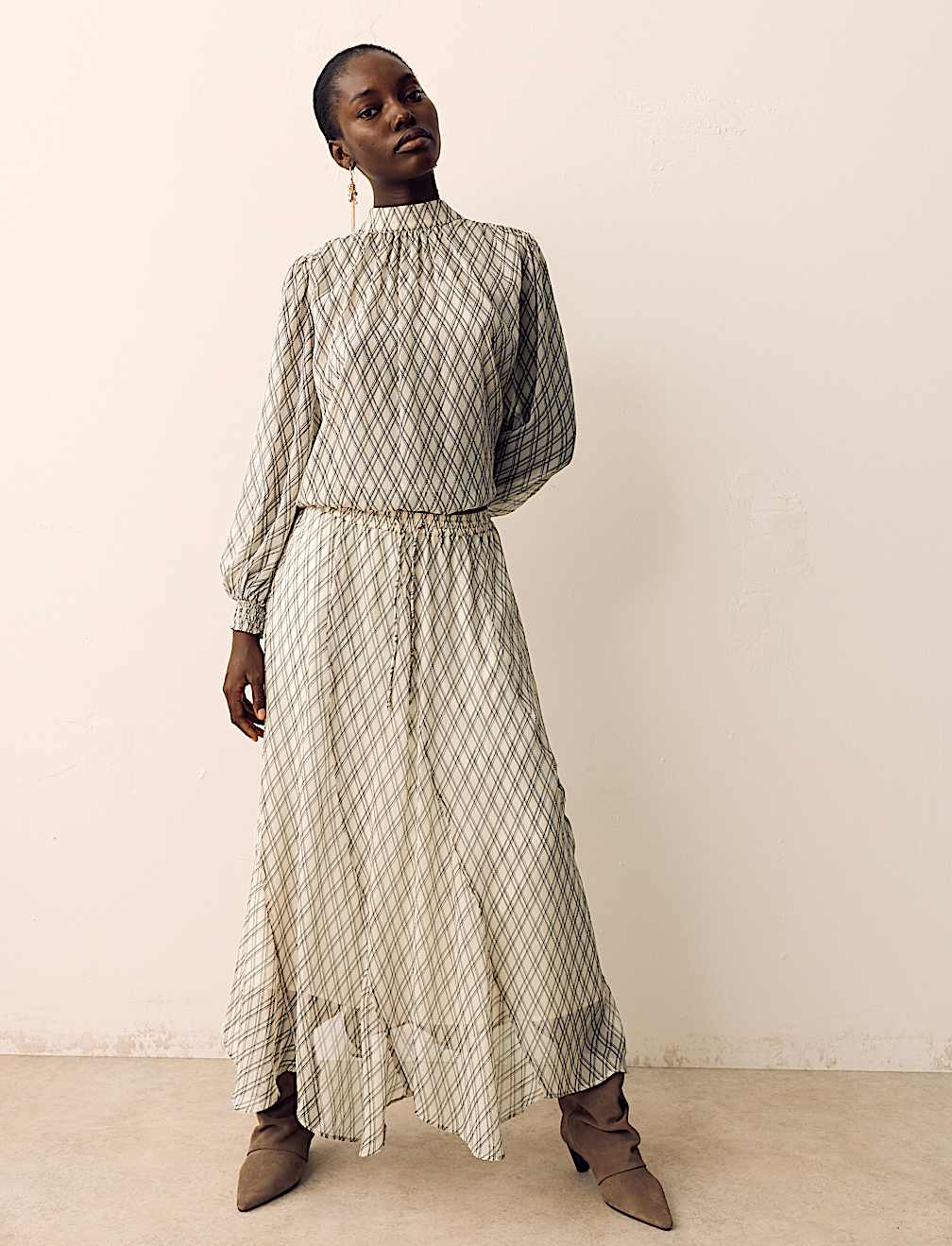Checked Maxi A-Line skirt