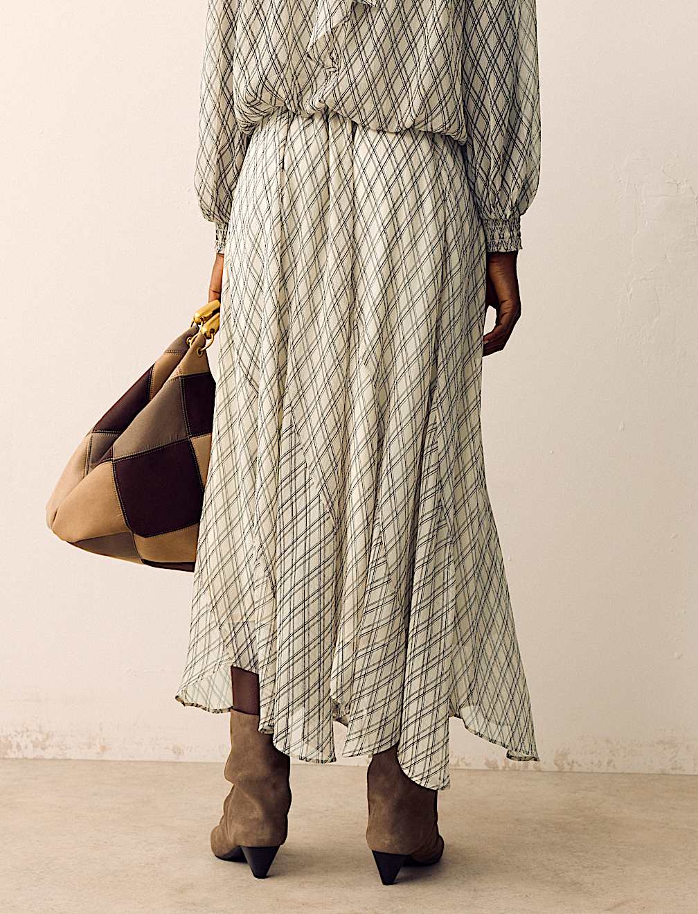 Checked Maxi A-Line skirt