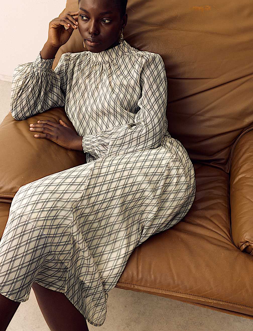 Checked Maxi A-Line skirt