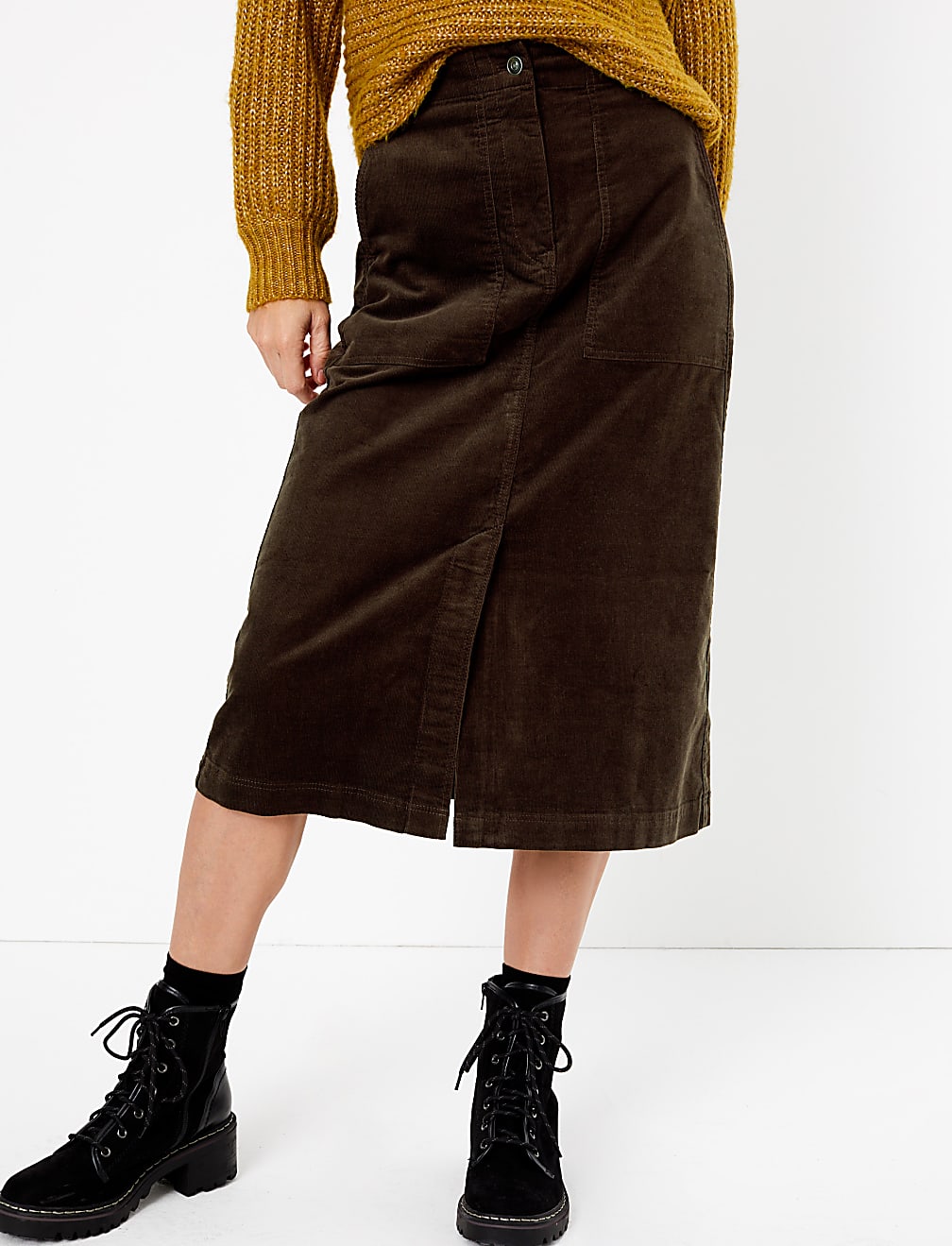 Cotton Rich A-Line Midi Skirt