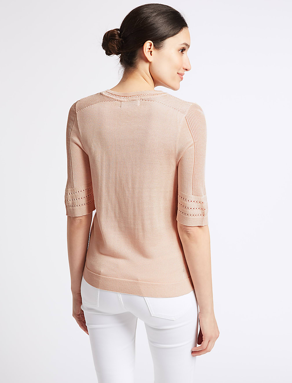 Stitch Detail Half Sleeve Jumper