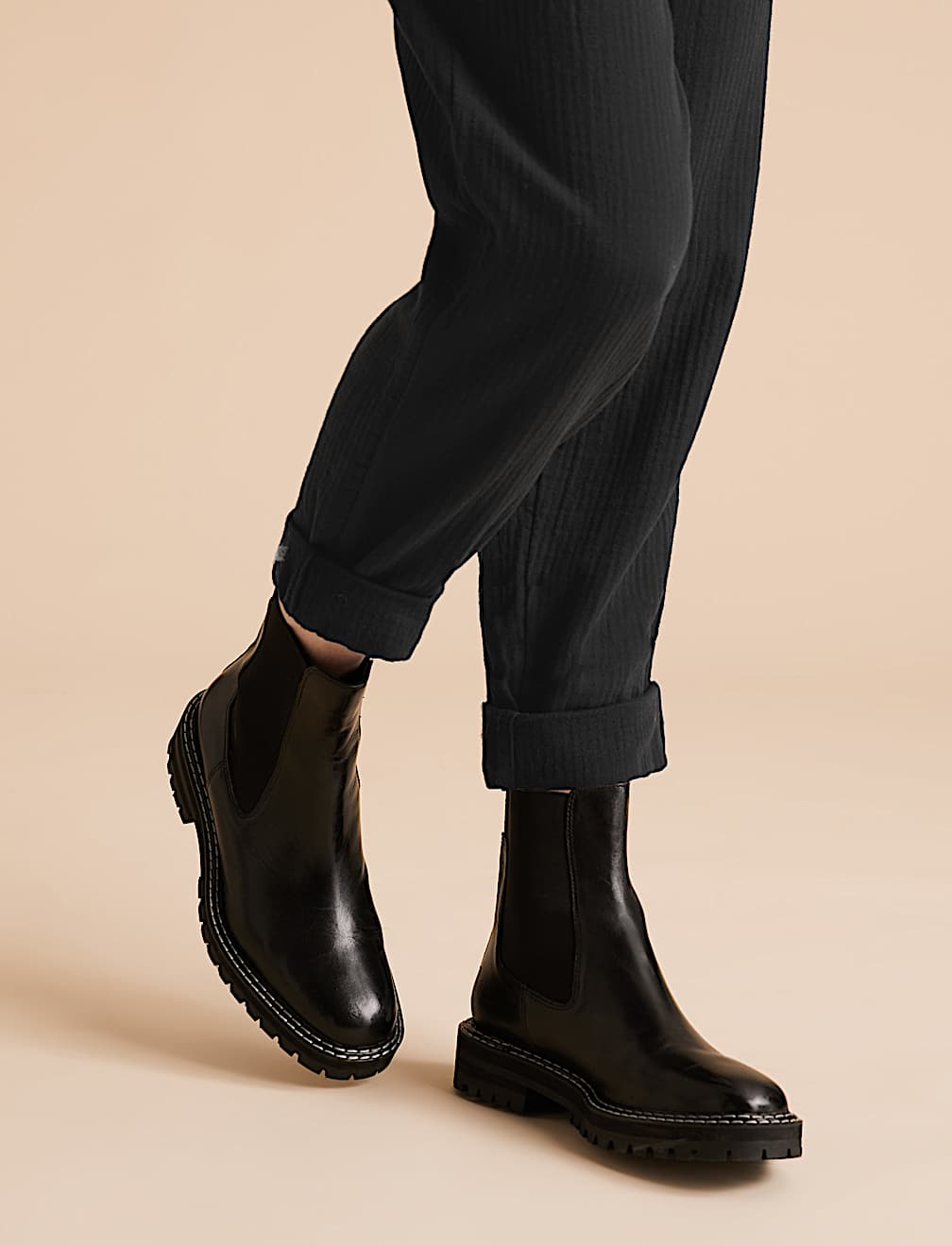 Pure Cotton Tapered Ankle Grazer Trousers
