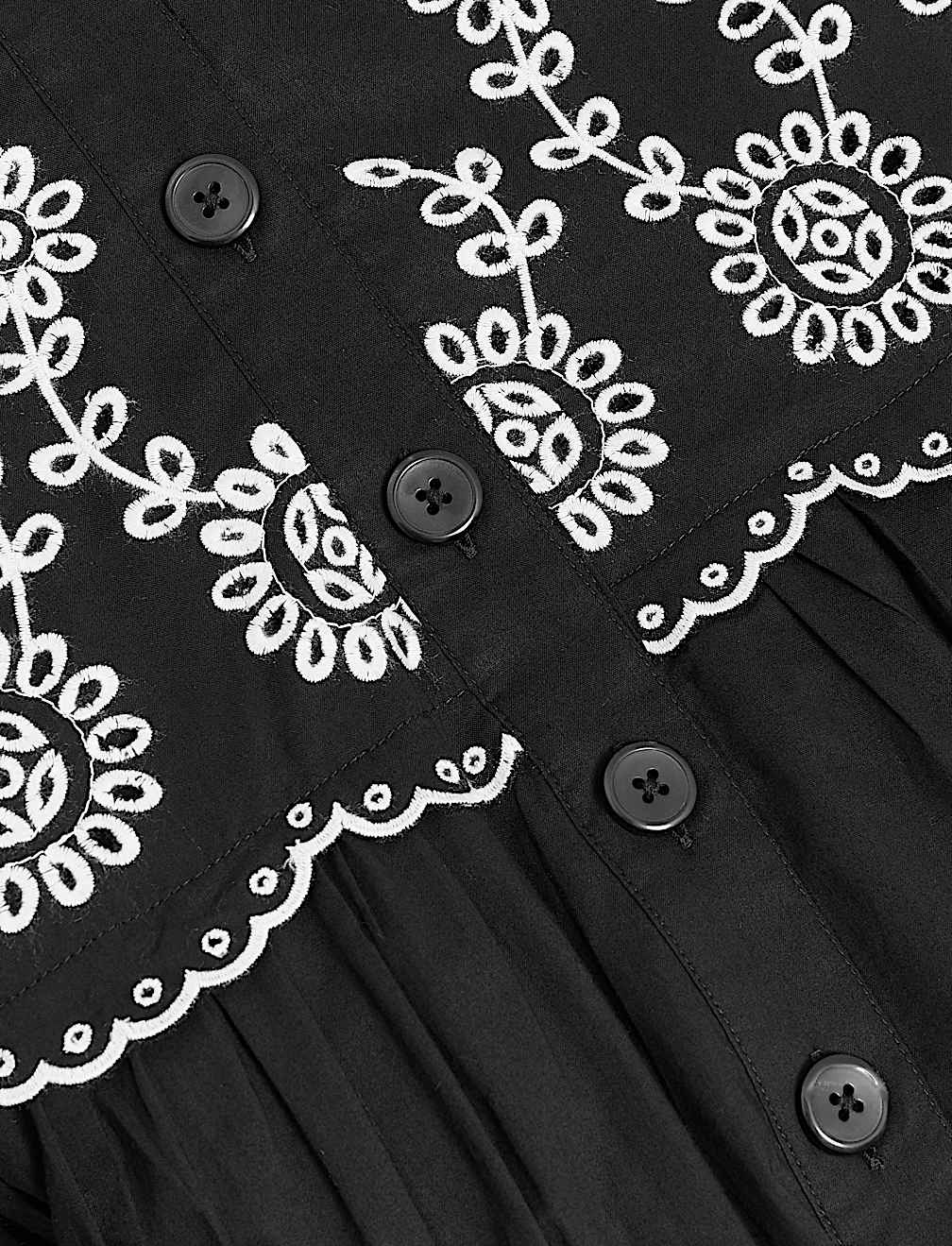 Pure Cotton Embroidered Midi A-Line Skirt