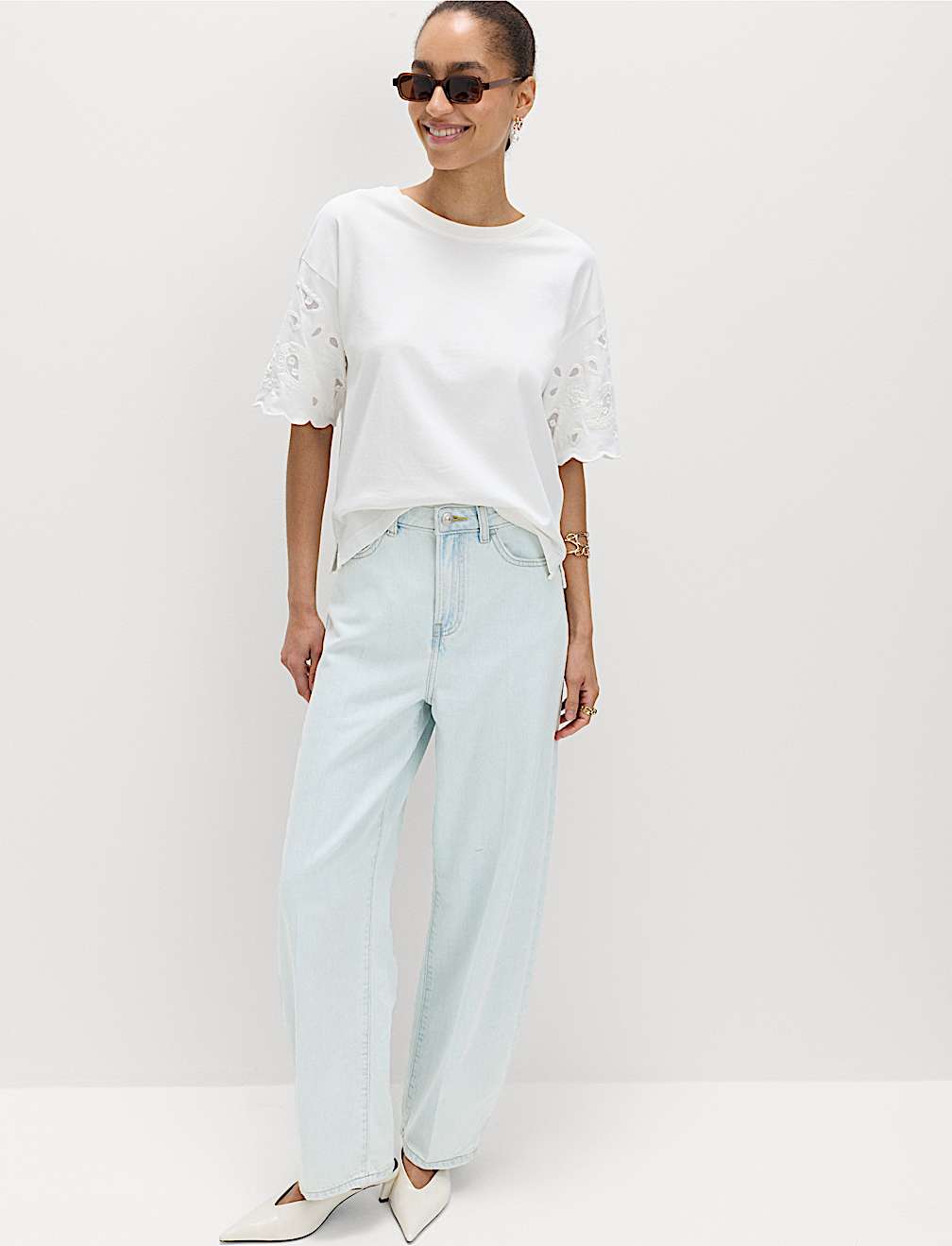 High Waisted Crease Front Barrel Jeans