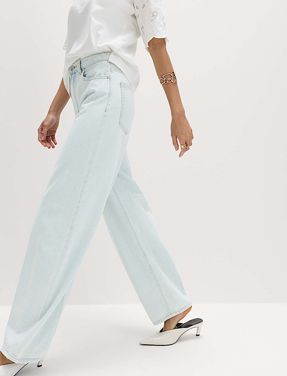 High Waisted Crease Front Barrel Jeans