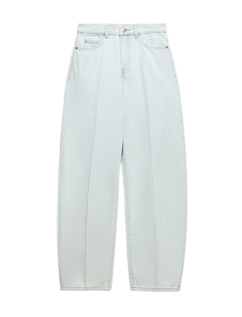 High Waisted Crease Front Barrel Jeans