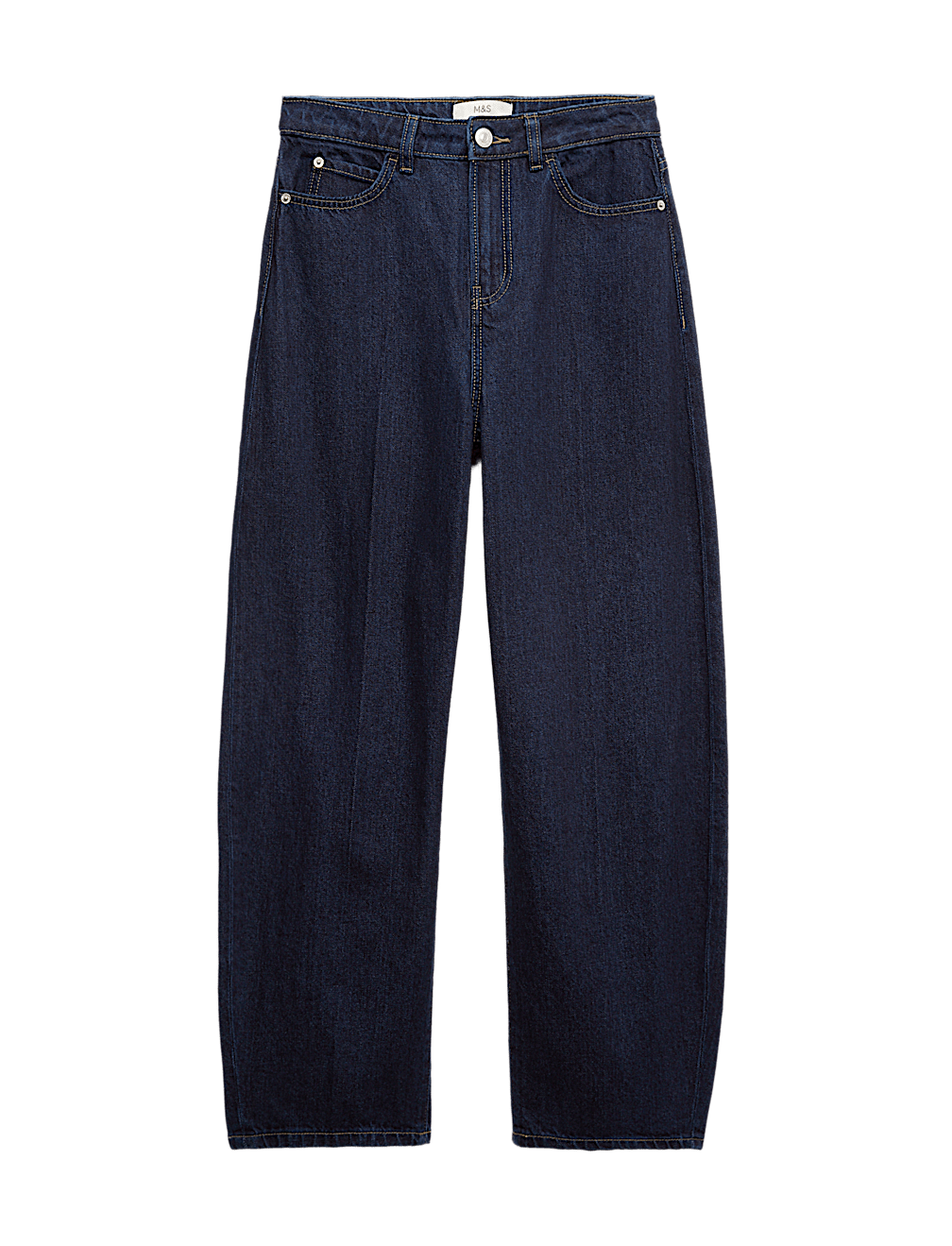 High Waisted Crease Front Barrel Jeans