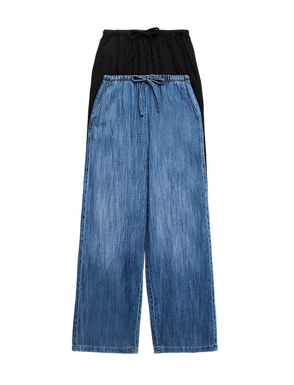 2 Pack Denim Pull On Wide Leg Jeans