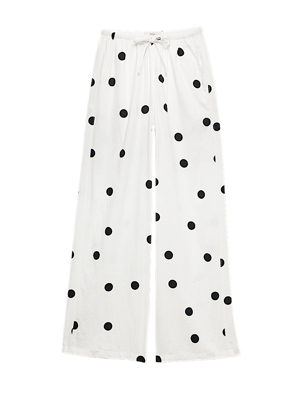 Linen Rich Drawstring Wide Leg Trousers