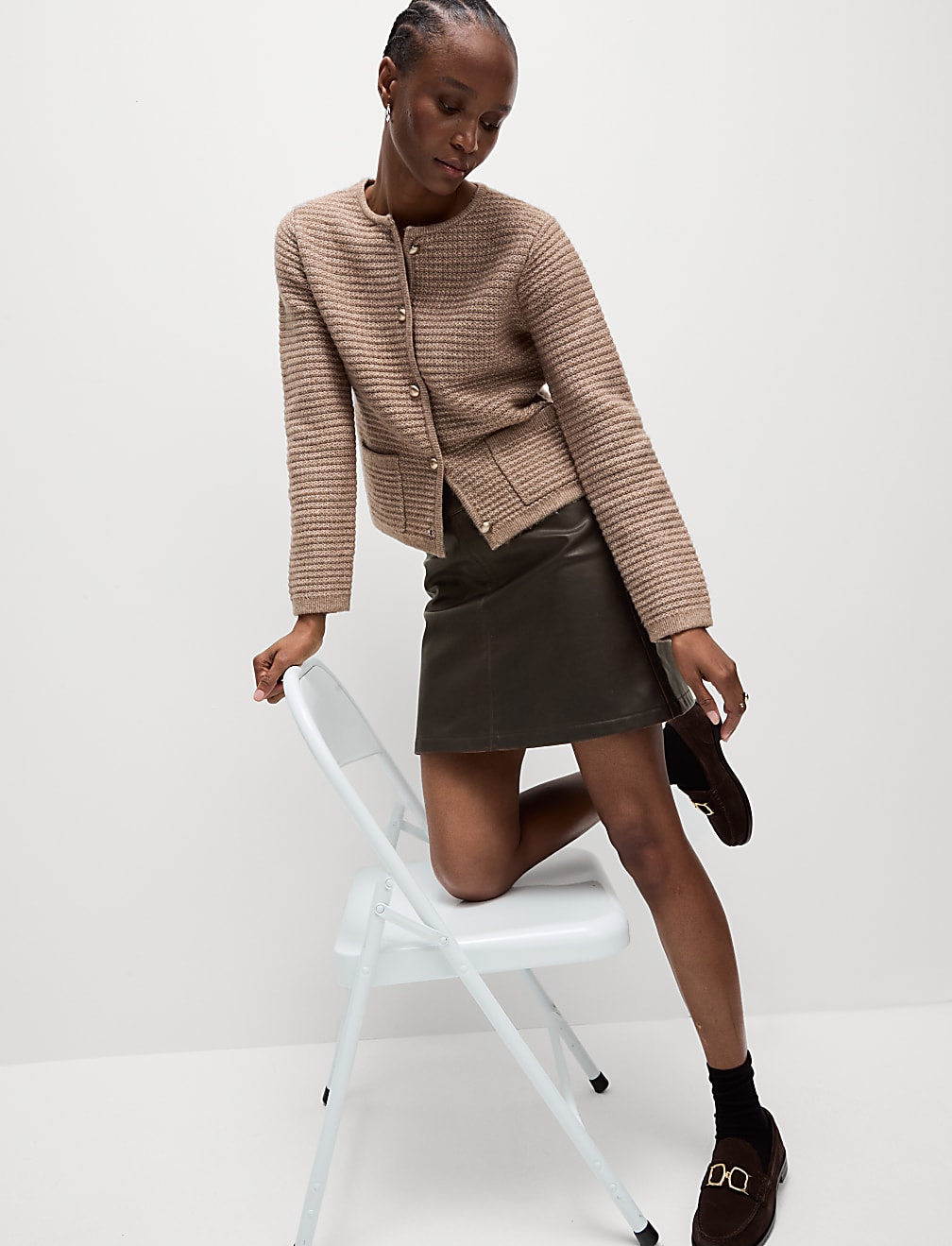 Leather Look Mini A-Line Skirt