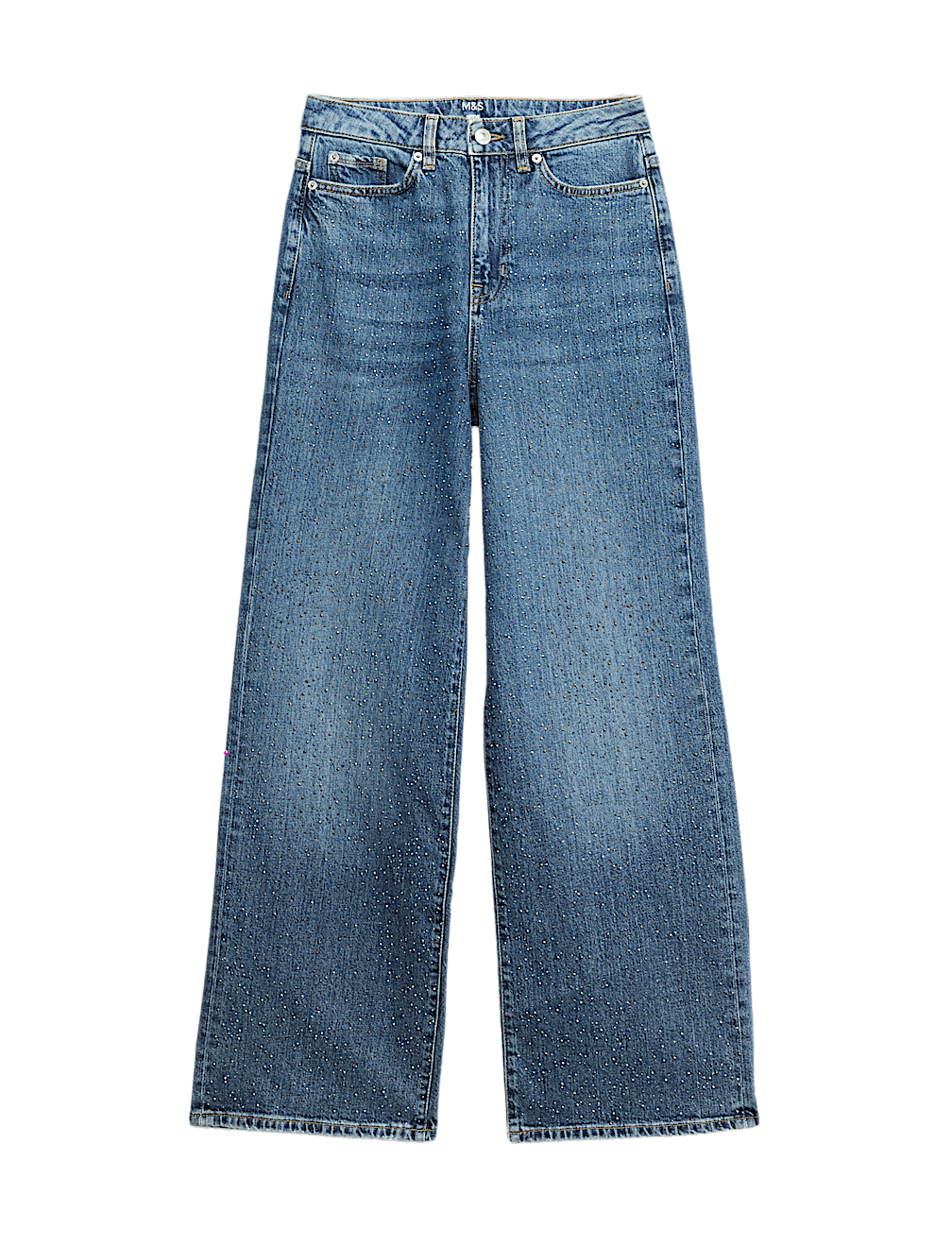 High Waisted Embellished Wide Leg Jeans