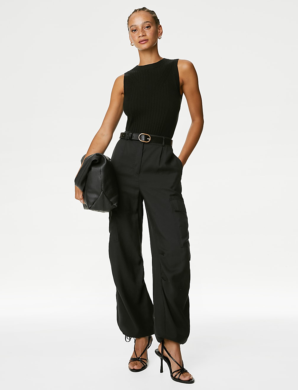 Modal Rich Cargo Wide Leg Trousers