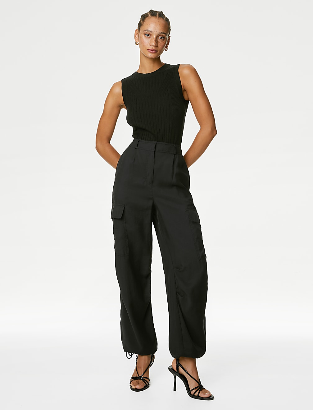 Modal Rich Cargo Wide Leg Trousers