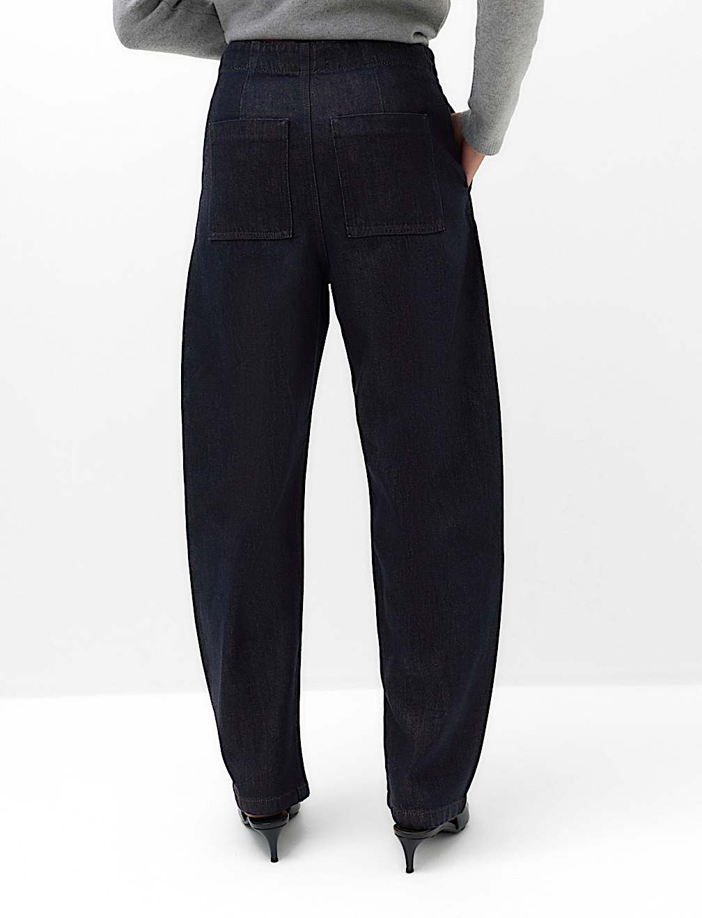 High Waisted Pintuck Barrel Jeans with Lyocell
