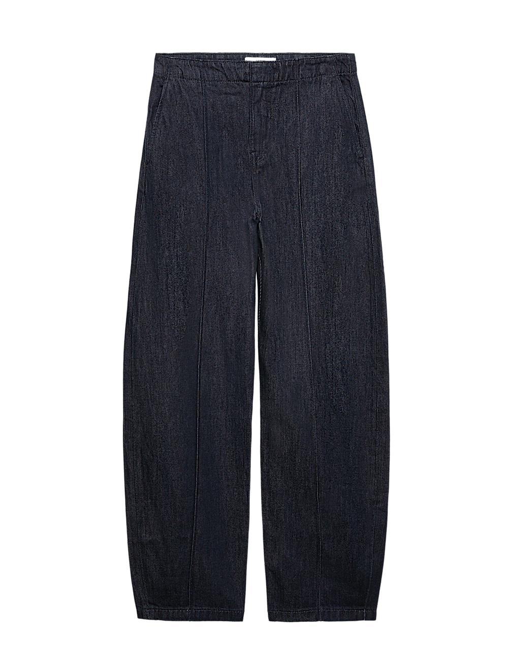 High Waisted Pintuck Barrel Jeans with Lyocell