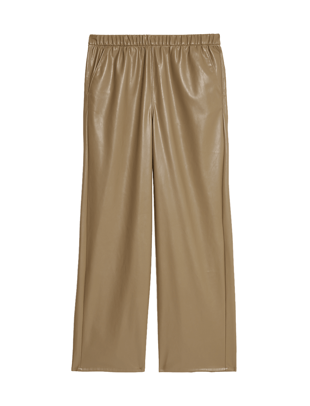 Leather Look Wide Leg Trousers