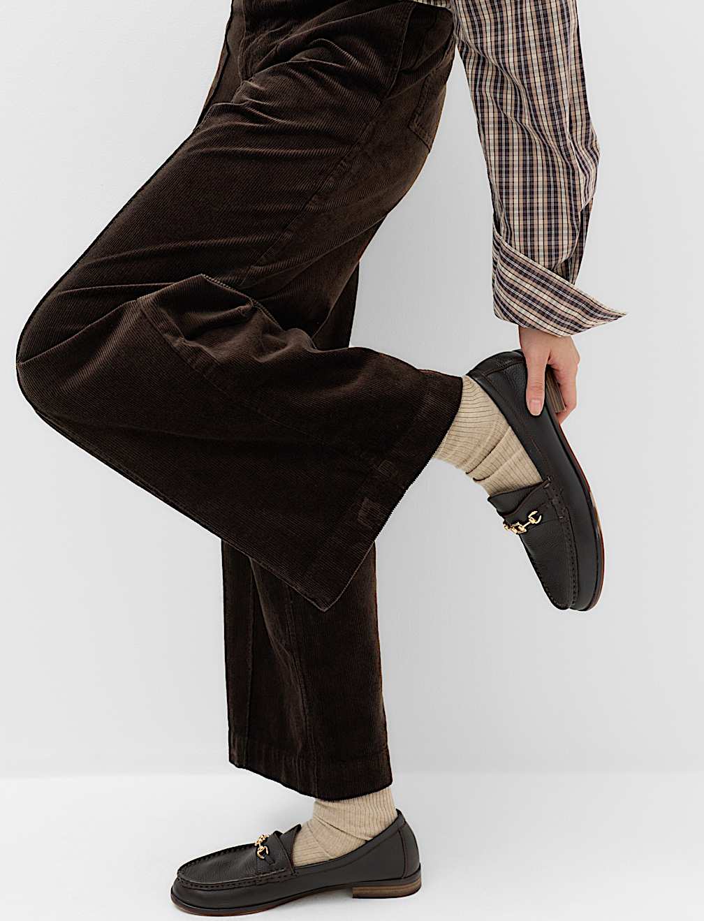 Cord Pintuck Wide Leg Trousers