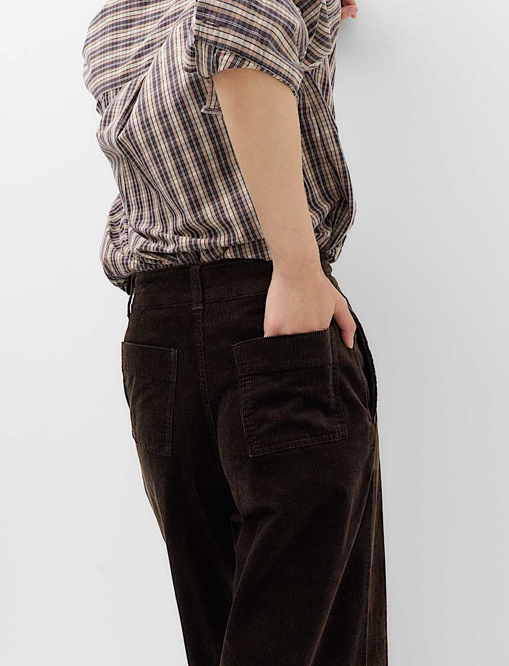Cord Pintuck Wide Leg Trousers