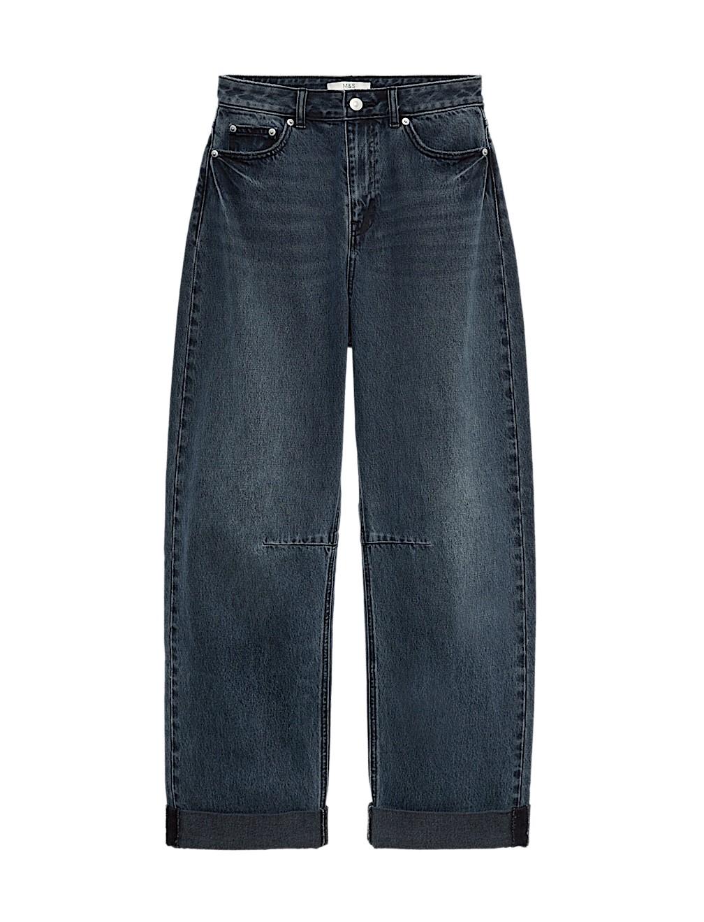 High Waisted Barrel Turn Up Jeans