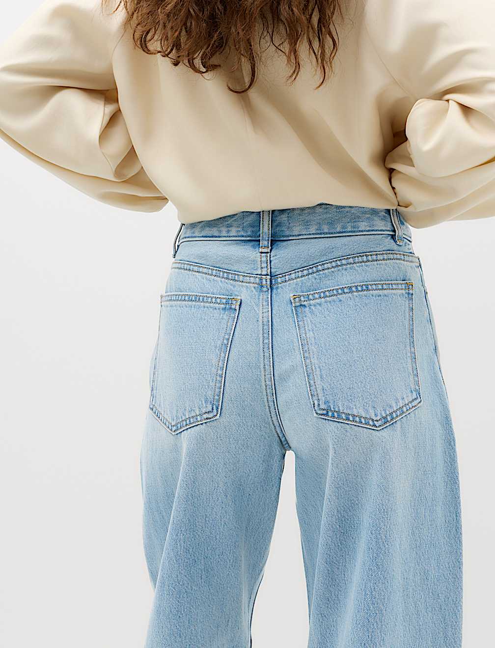 High Waisted Barrel Turn Up Jeans