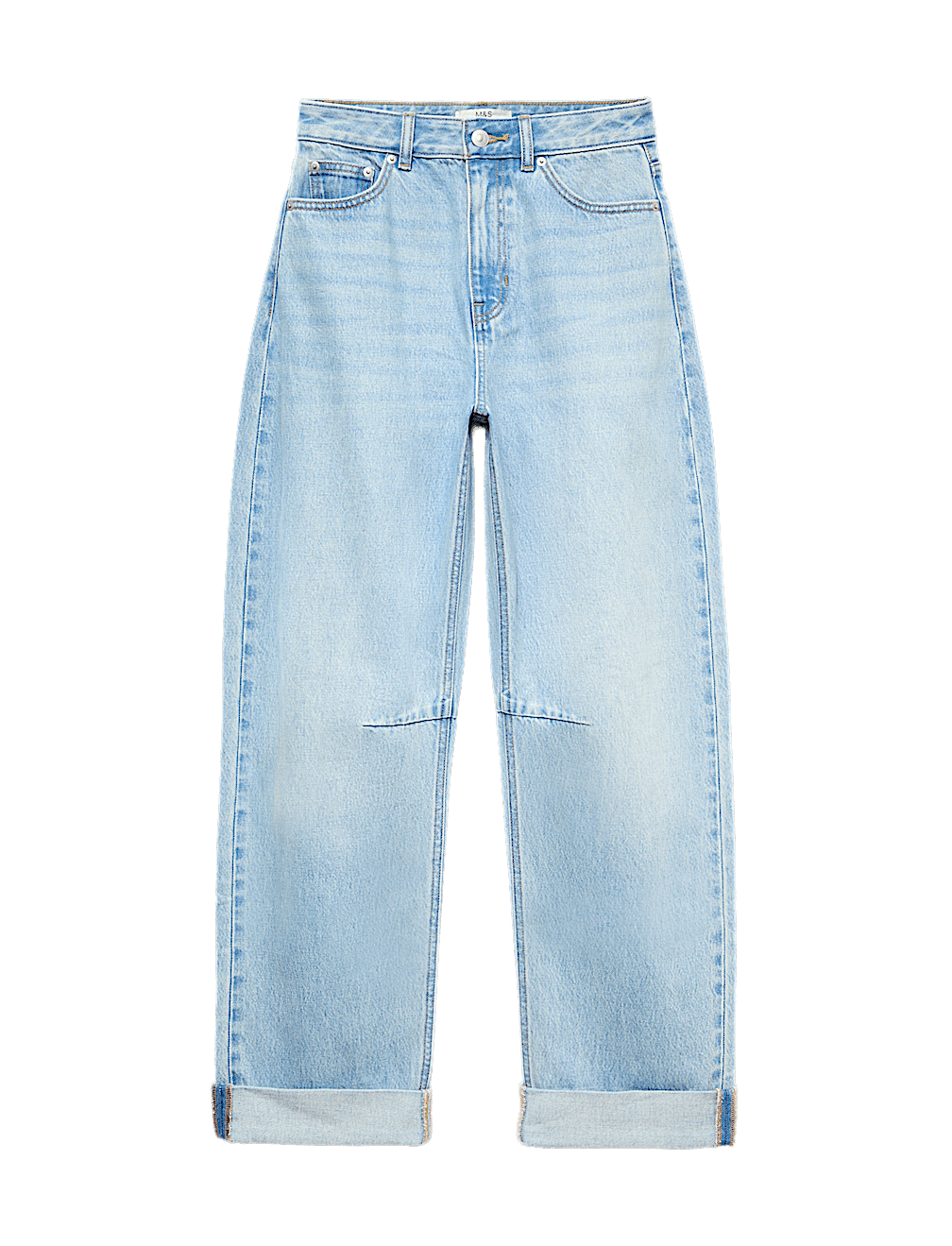 High Waisted Barrel Turn Up Jeans