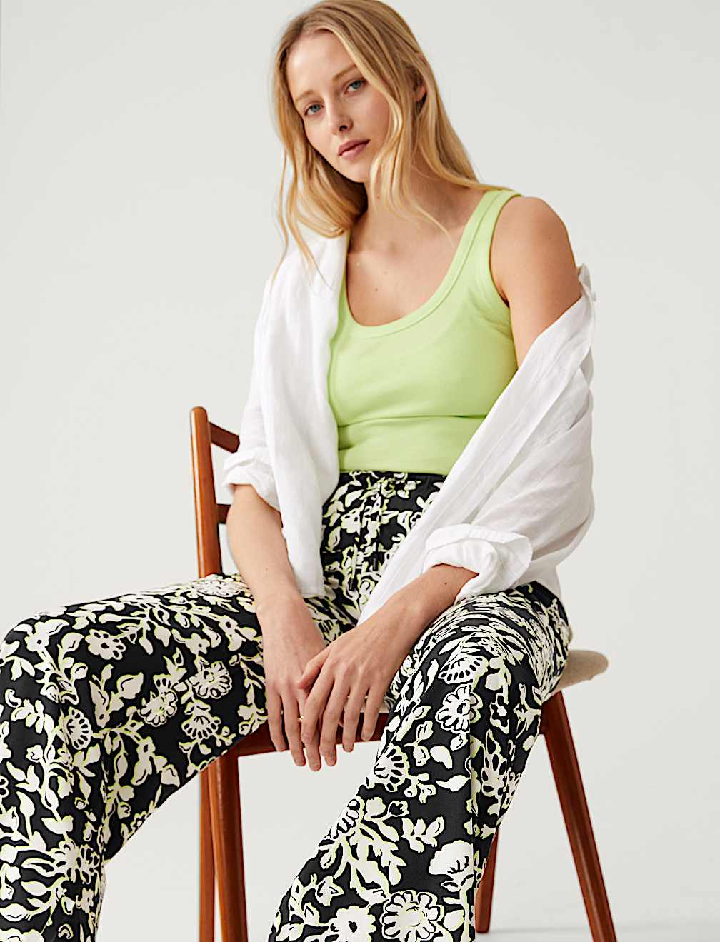 Printed Wide Leg Trousers