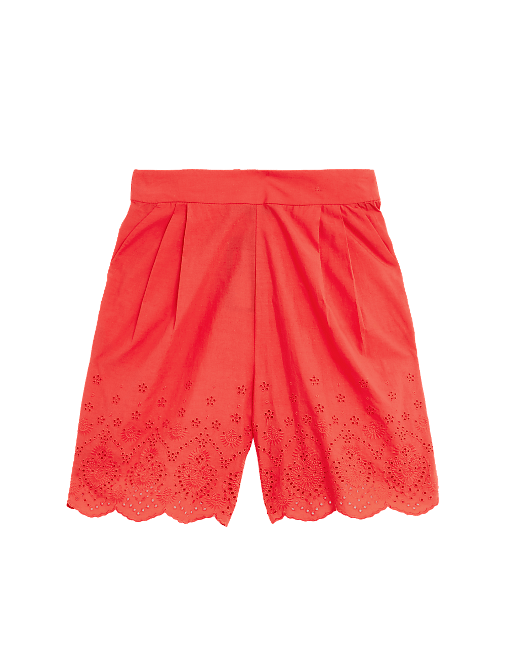 Pure Cotton Embroidered High Waisted Shorts
