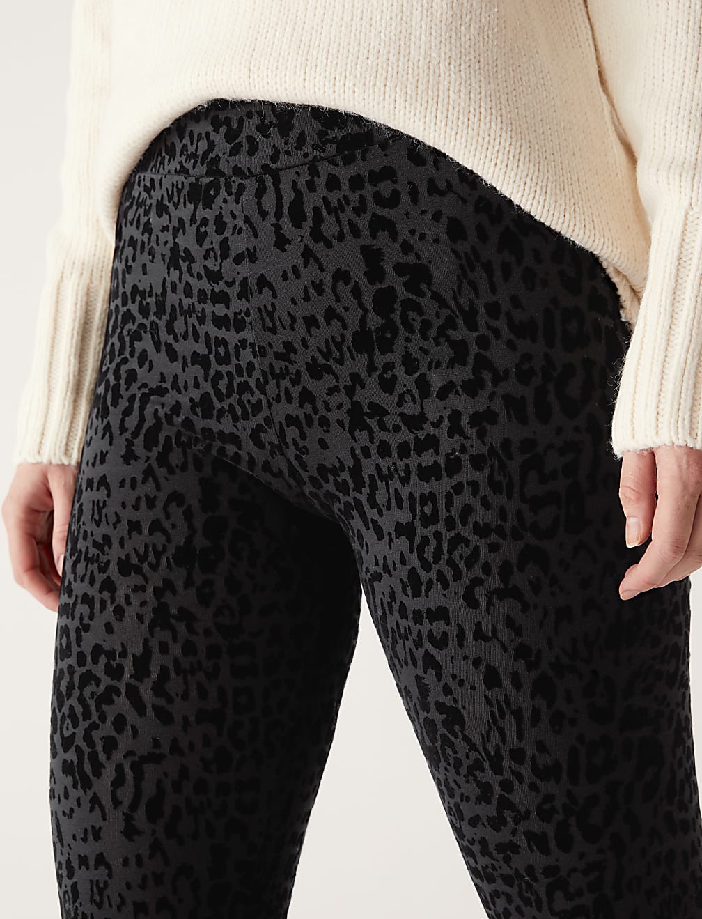 Flock Leopard Print High Waisted Leggings