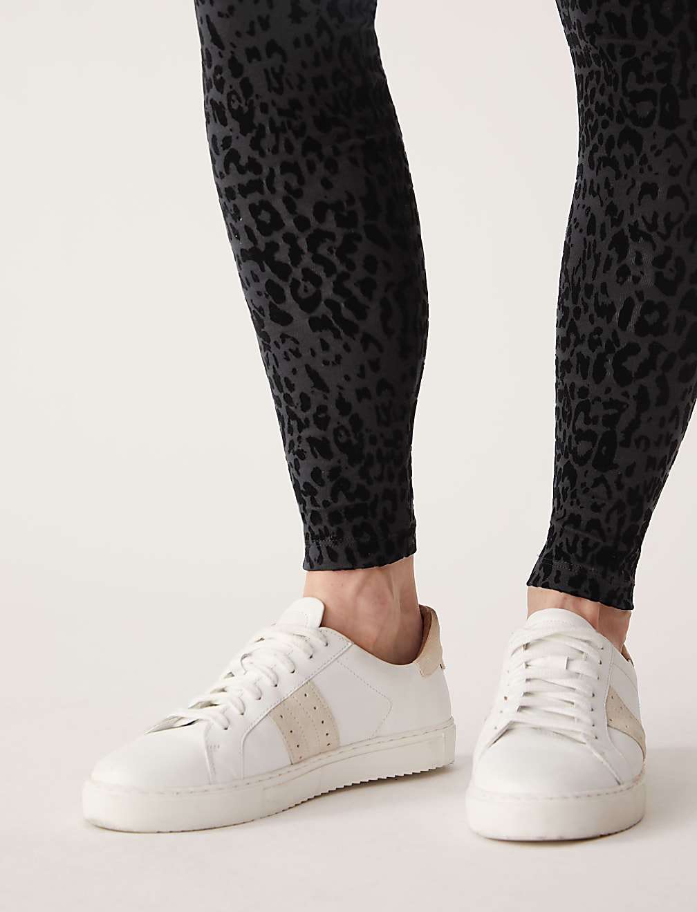 Flock Leopard Print High Waisted Leggings