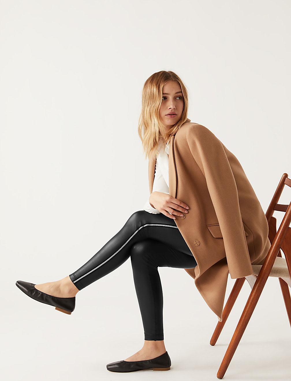 Leather Look Embellished Leggings